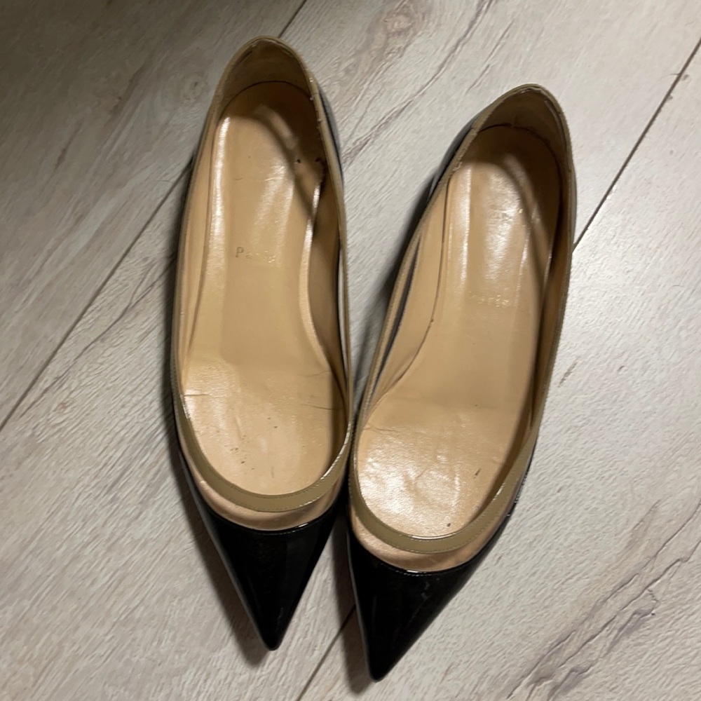 Black leather translucent flats